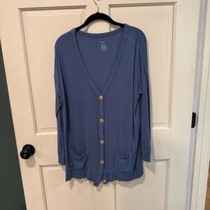 Kyte BABY Blue Button-Front Lightweight Knit Cardigan